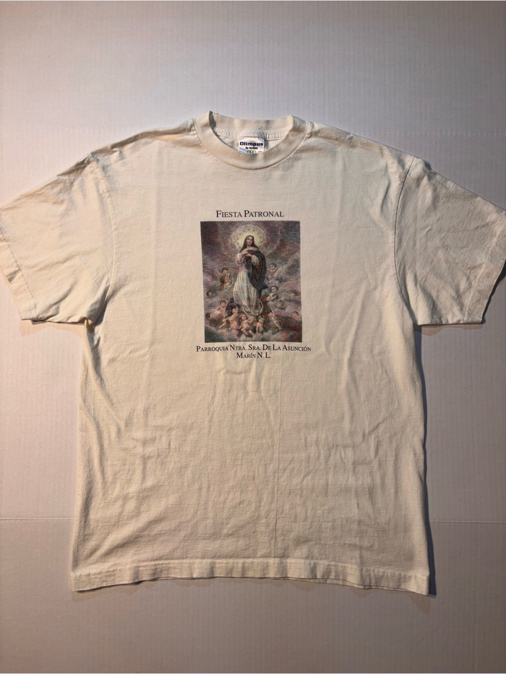 Vtg Fiesta Patronal Mexico 90’s Jesus Virgin Mary Religious Art T-shirt Sz XL